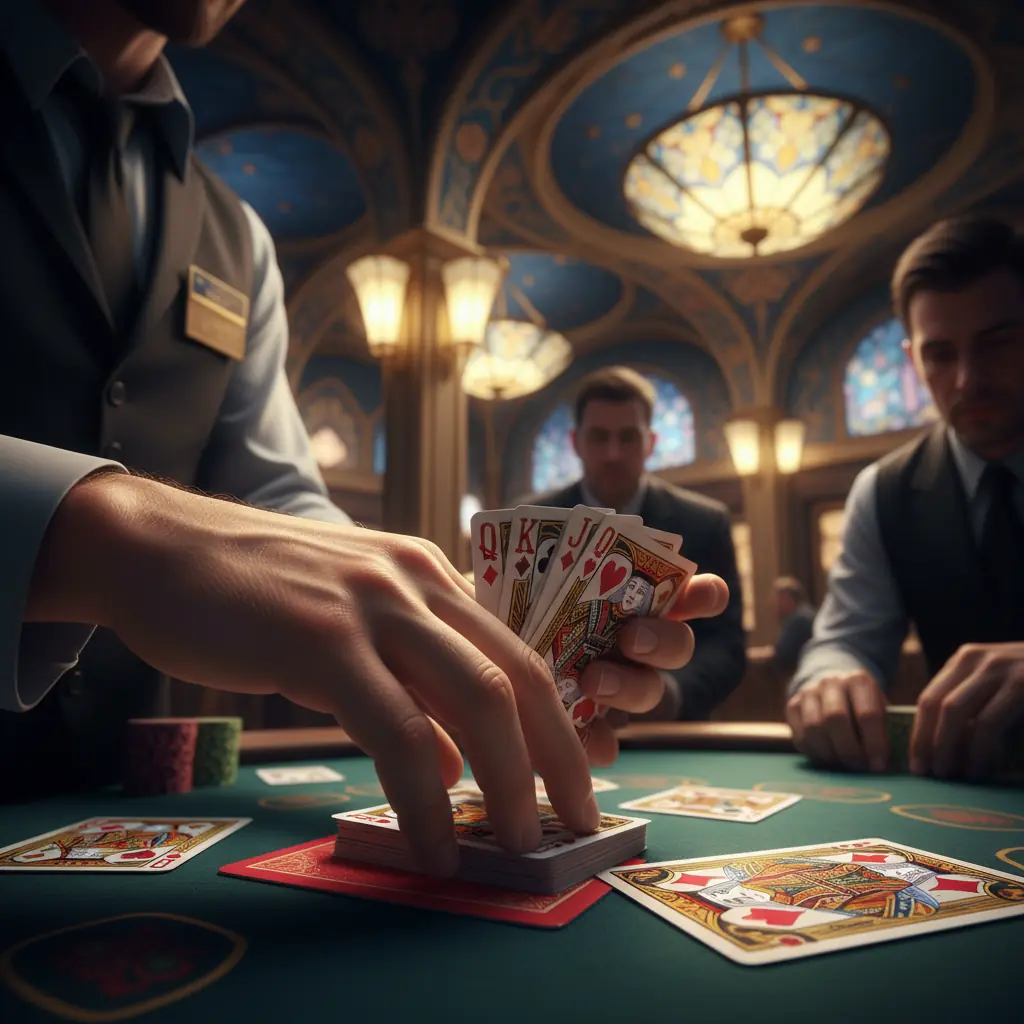 Dealer_shuffle_blackjack_table